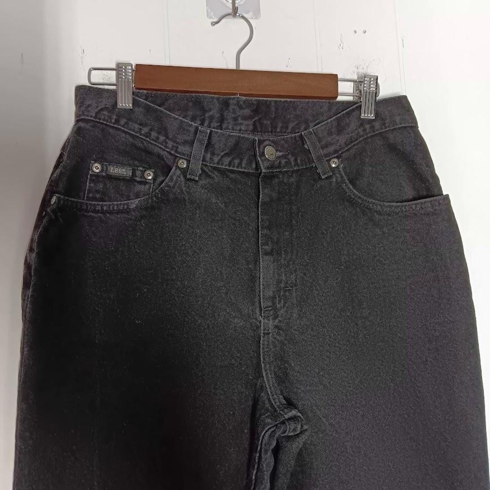Vintage Lee Jeans Womens 12 Black High Rise Tapered Leg Denim 90s USA Classic - Picture 4 of 14